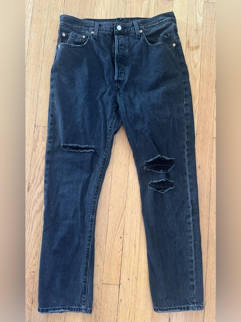 Levi's 501 Black Distressed Classic Women’s Denim Jeans